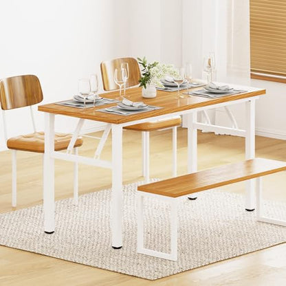 DlandHome 39 inches Folding Table Computer Desk Portable ActivityTable Conference Table Home Office Desk, Fully Assembled Teak and White DND-ND5-100TW | Foldable Writing Table for Small Spaces Bedroom, No Assembly Required, Wood Top Metal Frame, Collapsib