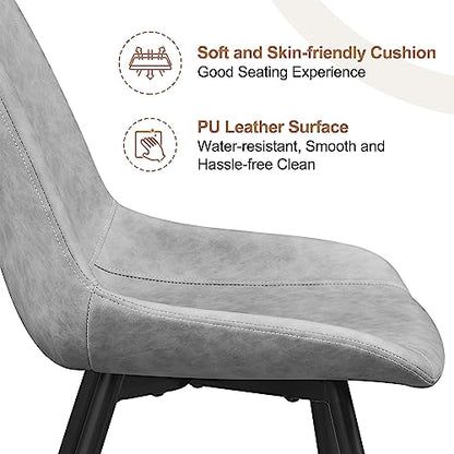 Yaheetech Dining Chairs Set of 4 Mid Century Modern Kitchen Chairs Gray | Faux Leather Upholstered Dining Room Chairs with Metal Legs and Curved Backrest, Armless Side Chairs for Kitchen Living Room - color: Grey, size: Set of 4