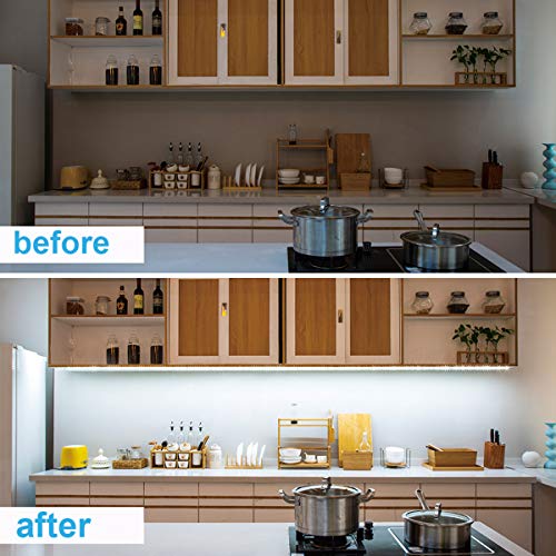 WOBANE Under Counter Light, Dimmable LED Under Cabinet Lighting, 6 PCS LED Strip Light Bars with Remote Control for Kitchen,Shelf,Pantry,Showcase,Desk,Cupboard 6000K White, Timing, 16W 1500LM,9.8 ft | 6 PCS 20inch ,6000K White, Timing, 16W 1500LM, Light B