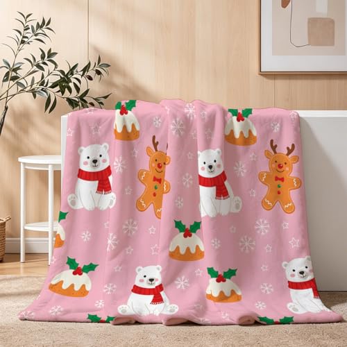 Christmas Polar Bear Throw Blanket, Soft Flannel Fleece 50" x 60" | Yujiiso Christmas Polar Bear Blanket Lightweight Decor for Living Room, Bedroom, Office and Travel, Home Decor Gift - color: Christmas Polar Bear, size: 50"x60"