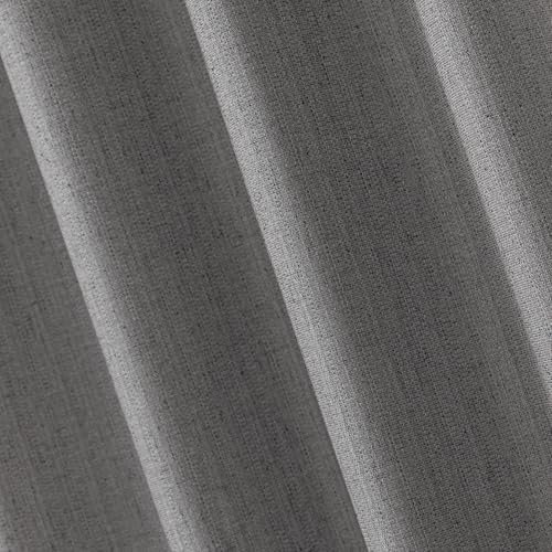 Amazon Basics Faux Linen Blackout Curtains for Bedroom and Living Room, 2-Piece Set with Grommets, 42" W x 72" L, Grey - color: Grey, size: 42"W x 72"L (Pack of 2)