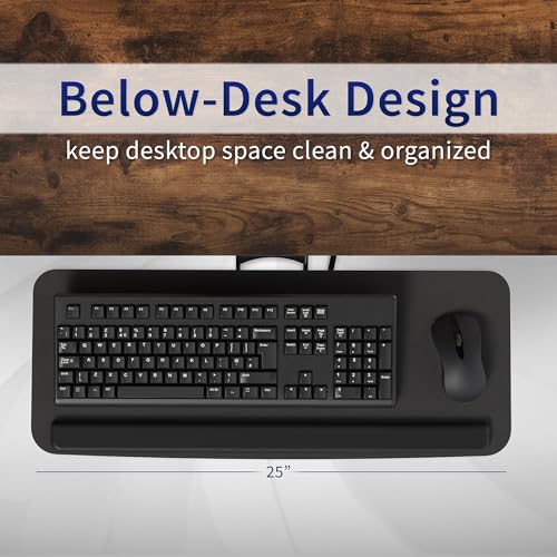 VIVO Adjustable Computer Keyboard & Mouse Platform Tray Ergonomic Under Table Desk Mount Drawer Underdesk Shelf (MOUNT-KB03B) | Adjustable Computer Keyboard and Mouse Platform, Ergonomic Under Table Desk Mount Drawer, Full Swivel - color: Black