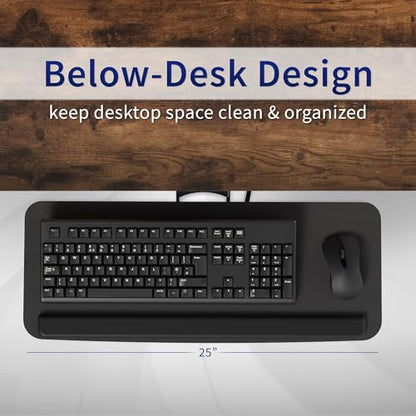VIVO Adjustable Computer Keyboard & Mouse Platform Tray Ergonomic Under Table Desk Mount Drawer Underdesk Shelf (MOUNT-KB03B) | Adjustable Computer Keyboard and Mouse Platform, Ergonomic Under Table Desk Mount Drawer, Full Swivel - color: Black