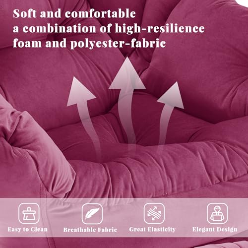 Lazy Chair with Ottoman, Comfy Reading Chair, Burgundy | Cushioned Seat with Foldable Ottoman and Side Pocket, Lounge Chair for Bedroom, Living Room, Dorm and Small Spaces - color: Burgundy