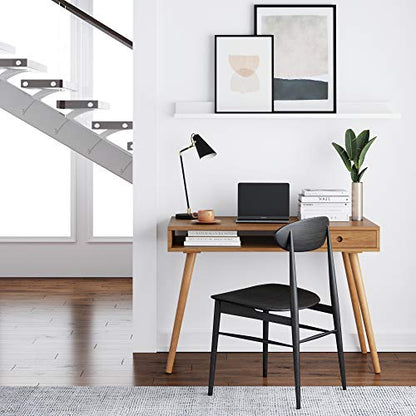 Nathan James Parker Modern Home Office Writing, Computer or Laptop Desk with Open Storage Cubby and Small Drawer, Walnut - color: Walnut