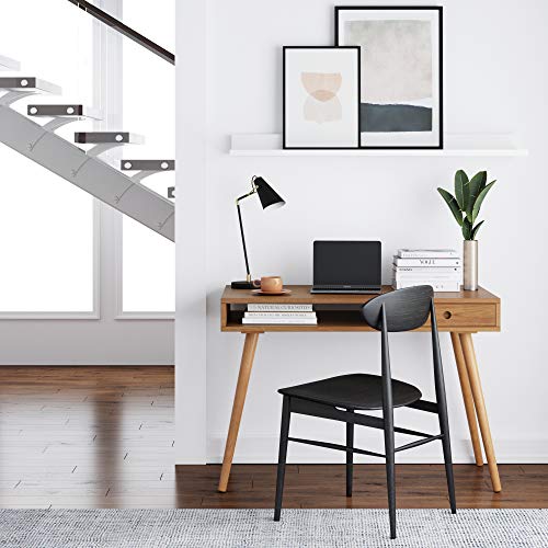 Nathan James Parker Modern Home Office Writing, Computer or Laptop Desk with Open Storage Cubby and Small Drawer, Walnut - color: Walnut