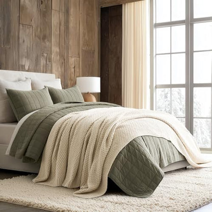 EVERGRACEHOME Chunky Chenille Knit Throw Blanket, 108x92, Beige | Sculpted Moss Stitch, Chic Modern Farmhouse, All-Season Warmth, OEKO-TEX® Certified, Oversized King for Couch, Bed, Sofa - color: Beige, size: 108" X 92"