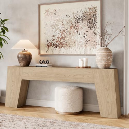 78-Inch Console Table for Entryway, Light Oak Brown | Extra Long Farmhouse Sofa Table Behind Couch, Natural Wood Accent Entrance Table for Living Room Hallway - color: Light Oak
