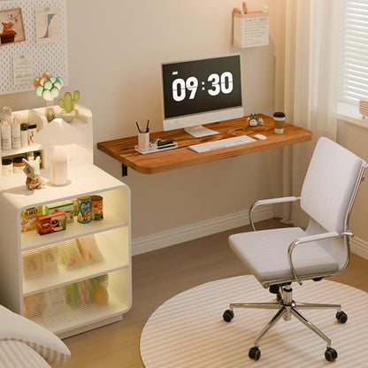 Dogsky 36" x 14" Floating Wall Desk, Fold Down Wall Table - 200 lbs Heavy Duty Solid Pine Wall Mount Folding Desk for Home Office, Laundry Room, Kitchen & Small Apartment, Burning Yellow - color: Burning Yellow, size: 36'' x 13.7'' x 6.3''