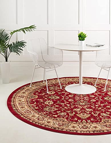 Unique Loom Sialk Hill Collection Area Rug - Washington (4' 1" Round, Burgundy/ Cream) - color: Burgundy/Cream, size: 4'1" (Round)