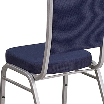 Flash Furniture Hercules Fabric Crown Back Stackable Banquet Chair, Silver | Silver Frame, Fabric Upholstery - color: Navy Fabric/Silver Frame, size: Set of 1