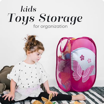 Handy Laundry Collapsible Mesh Pop Up Hamper with Wide Opening and Side Pocket - Breathable, Sturdy, Foldable, and Space-Saving Design for Clothes and Storage (Butterfly) - color: Butterfly