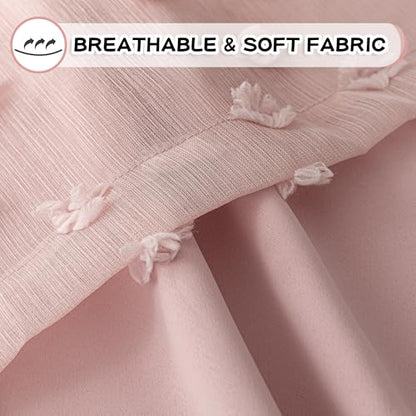 MYSKY HOME Double Layer Curtains for Girls Bedroom Kids Curtain Pink Pom Pom Sheer Window Curtains 2 Panels Pink Curtains Grommet Room Darkening Solid Nursery Curtains 63 Inches Length, W52 X L63 - color: Z-pink, size: 52"W x 63"L (Pack of 2)