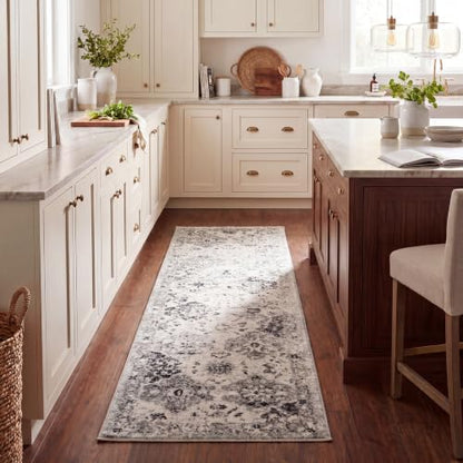SAFAVIEH Madison Collection Runner Rug - 2'3" x 14', Silver & Grey, Boho Chic Distressed Design, Non-Shedding & Easy Care, Ideal for High Traffic Areas in Living Room, Bedroom (MAD611G) - color: Silver/Grey, size: 2'3" x 14' (Runner)