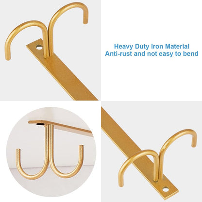 FOMANSH Mug Rack Under Cabinet - Coffee Cup Holder, 8 Mugs Hooks Under Shelf, Display Hanging Cups Drying Hook for Bar Kitchen Utensils Gold - color: Gold, size: 2 Pack