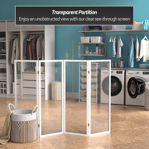 4 ft. Short Clear Plastic Partition White 4 Panel - color: White, size: 4 Panel