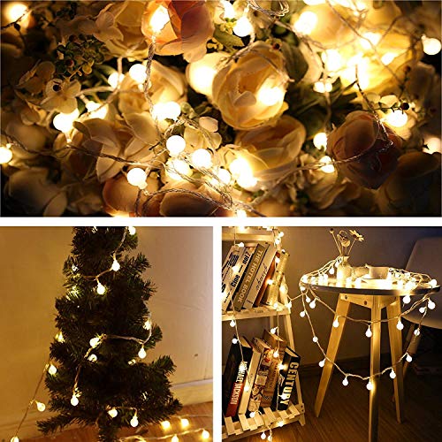 Plug in LED String Lights, 16ft/5m 50 LED Bulb Warm White Globe Fairy Lights for Holiday/Christmas/Wedding/Party Indoor Outdoor Decoration