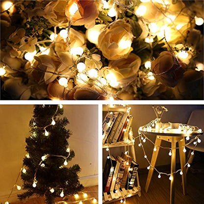 Plug in LED String Lights, 16ft/5m 50 LED Bulb Warm White Globe Fairy Lights for Holiday/Christmas/Wedding/Party Indoor Outdoor Decoration