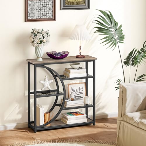 Snughome Entryway Table, Narrow Console Table, Industrial Sofa Table with 5 Tier Storage Shelves, Entrance Table for Hallway, Behind The Couch, Living Room, Foyer, Grey - color: Grey, size: 29.5"W - Without Power Outlet