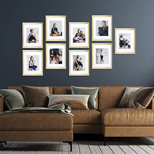 Sheffield Home 9 Piece Gallery Wall Frame Set, 11x14 Inch, Gold - color: Gold, size: 11x14 Inch