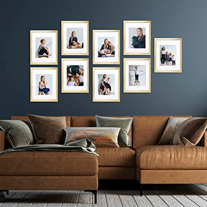 Sheffield Home 9 Piece Gallery Wall Frame Set, 11x14 Inch, Gold - color: Gold, size: 11x14 Inch