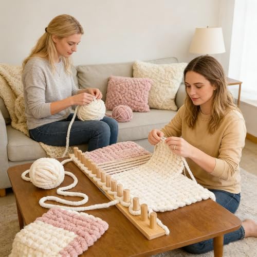 Chunky Blanket Loom - Loom for DIY Throw Blankets, Adjustable Size Hand Knitting Yarn Chunky,No Needles Required,Beginner Friendly Yarn Craft (64Inch) - size: 64Inch
