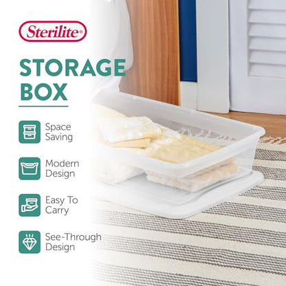 Sterilite 12-Pack 41 Quart Storage Box, Stackable Clear Plastic Bins with Snap-On Lids - Heavy-Duty Organizing Containers for Closet, Bathroom, and Office - size: 41 Quart, style: 12 Pack