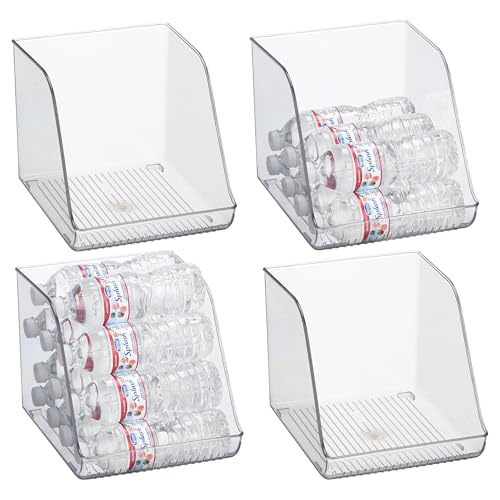 iDesign Plastic Water Bottle Organizer for Fridge, Clear, 4-Pack | Bottle Holder, For Kitchen and Pantry - style: Pack of 4- Tall