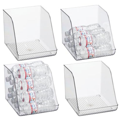 iDesign Plastic Water Bottle Organizer for Fridge, Clear, 4-Pack | Bottle Holder, For Kitchen and Pantry - style: Pack of 4- Tall