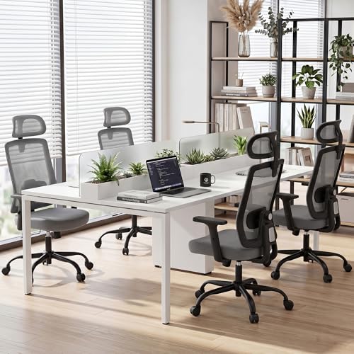 Ergonomic Office Chair, 330LBS Computer Chairs High Back with Adjustable Lumbar Support, Breathable Mesh Desk Chair Ergonomic with Thickened Cushion, Comfy Home Office Desk Chair, Gray - color: Grey