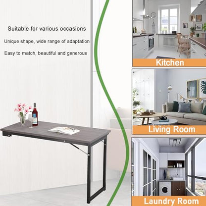 47.2" x19.7" Wall Mounted Folding Table, Dropdown Table for Laundry Room, Fold Down Desk for Small Saving Spaces Floating Desk Children Work Bench (Gray, 47.2"x19.7") - size: 47.2"x19.7"