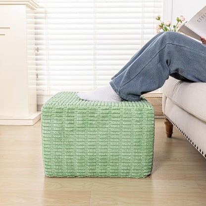 Asuprui Square Pouf Ottoman, Foot Rest for Couch Sofa,Sage Green, 20x14 in | Footstool Ottoman,Stuffed Pouf Ottoman,All-One Foam Filler, Footrest,Beanbag Chair,Floor Pouf for Living Room Wedding Bedroom - color: Sage Green