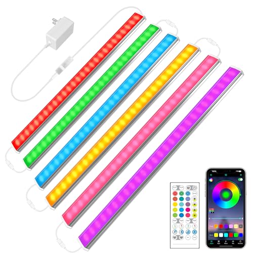 Maylit 6 PCS 12-inch Plug-in Under Cabinet Lights, Ultra-Thin | Multicolor Dimmable Lighting for Kitchen Cabinets, Counters, Workbenches, Desks and Shelves - color: Multicolor, size: 6 Pack