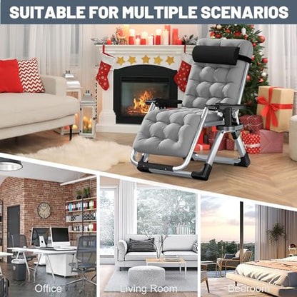 Comfy Folding Chair, Folding Lounge Chair with Cushion, Reclining Chair - color: Sand Gray