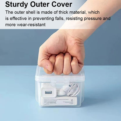 2 Pcs Mini Plastic Storage Containers Box with Lid, Mixed Sizes Rectangular Organizer for Small Items, Charger, Remote Control, Home, Office and School supplies, Stackable, Clear