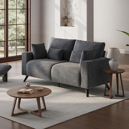 70” Loveseat Sofa, Grey Love Seat Couches for Living Room, 2 Seater Small Couch for Small Spaces, Bedroom, Office Sofas