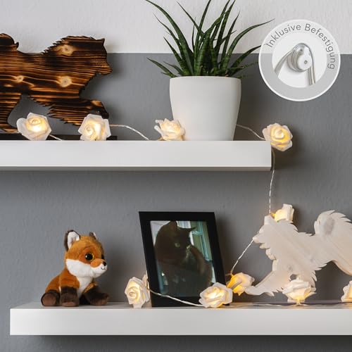 Cobus CozyHome Decorative Rose String Lights - 4 Meters & 20 Flower LEDs Warm White with Timer | Rose String Lights Spring Light Garland Table Decoration Lights Indoor with Timer Function 1