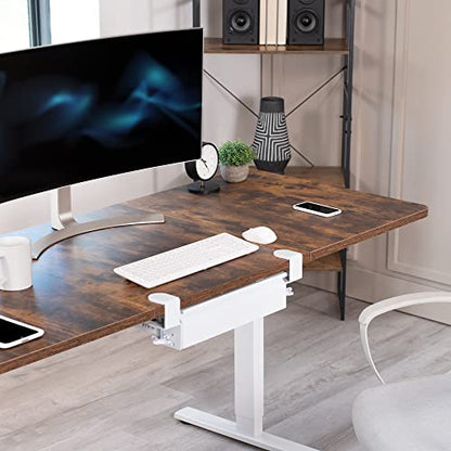 VIVO 16 inch Clamp-On Sliding Pull-out Drawer without Shell for Office Desk, Storage Organizer for Sit Stand Workstation, White, DESK-AC03C-W