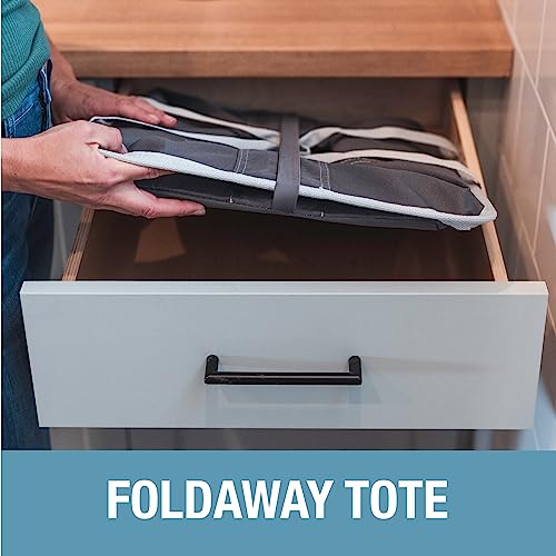 CleverMade Collapsible Laundry Tote, 50L Carry-All Tote, 2 Pack, Charcoal | Carry a Full Load with One Hand | Long Center Handles Balance 55 lb, While the Steel Rim Holds Shape and Folds Flat - color: Charcoal Gray