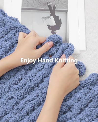 Cozyful Chunky Yarn for Hand Knitting, #9 Thick Jumbo Big Chunky Yarn for Crocheting, Super Chunky Knit Blanket Yarns, Large Chunky Chenille Yarns, 8 Pack (30 yds 8 oz Each Skein), Blue Gray - color: Blue Gray