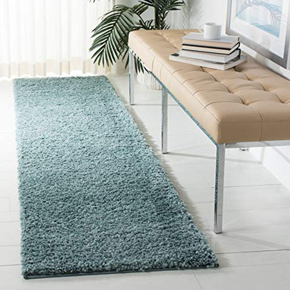 SAFAVIEH August Shag Collection Runner Rug - 2'3" x 6', Aqua, Solid Design, Non-Shedding & Easy Care, 1.2-inch Thick Ideal for High Traffic Areas in Living Room, Bedroom (AUG900J) - color: Aqua, size: 2'3" x 6' (Runner)