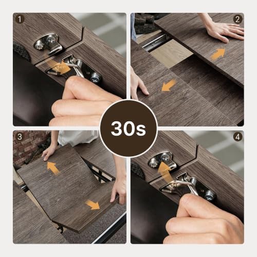63“ Extendable Dining Table Set with 180° Smart-Flip Pivot, Gray | Dining Table Set for 4,Kitchen Table with Bench,Small Dining Table,Perfect for Small Space,Dinner Room Table Set for 6 - color: Grey