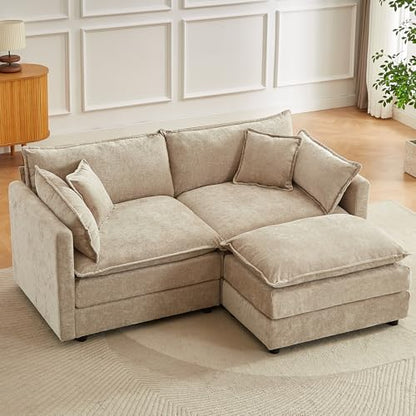 Modular Sectional Sofa, 77 Inch L Shaped Couch Set with Armrests, 2-Seater Comfy Cloud Couches for Living Room Apartment, Coffee - color: Coffee, size: 77' - L Shape