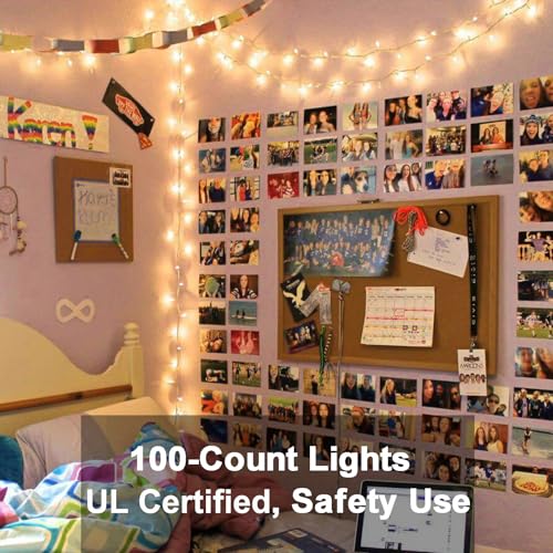 ODEETRONIC Warm Christmas Lights - 21.63ft 100Count Steady & Blink Clear Christmas Lights, UL Certified Incandescent Fairy String Light, White Wire Xmas Tree Light Connectable for Indoor Outdoor Party | Steady & blink; Waterproof; UL certified connectable
