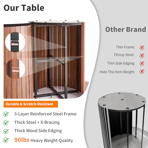 47" Round Dining Table for 4, Farmhouse Kitchen Table [Chamfered Edge Tabletop] Circle Pedestal Dinner Table, φ47.2"x29.5"H, Brown - color: Basic Brown 47