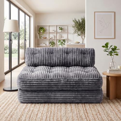 Boneless Chair Folding Sofa Bed, Sleeper Chair, Dark Grey, Full | Fold Out Chair Bed, Portable with Pillow, Back Support, For Living Room Bedroom, Comfy Mattress for Adults - color: Dark Grey, size: Full