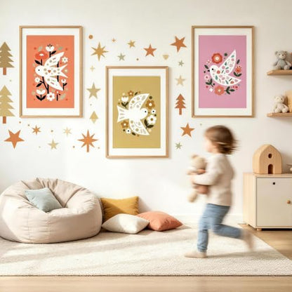 upsimples 24x36 Picture Frame Solid Wooden, Nursery Wall Frames Set of 3 | 100% Natural Solid Wood, Fit 20x30 with Mat and 24 x 36 Posters, For Kids Room, Gallery Wall Décor - size: 24X36