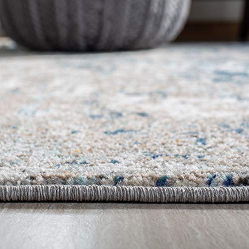 SAFAVIEH Madison Collection Runner Rug - 2'2" x 6', Grey & Blue, Modern Abstract Design, Non-Shedding & Easy Care, Ideal for High Traffic Areas in Living Room, Bedroom (MAD460K) - color: Grey/Blue, size: 2'2" x 6' (Runner)