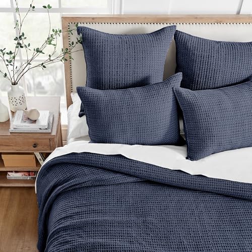 Levtex Home - Mills Waffle - Twin Quilt Set - Navy Cotton Waffle - Quilt Size (68 x 86in.), Sham Size (26 x 20in.) - color: Navy, size: Twin Quilt