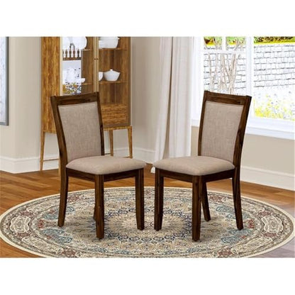 East West Furniture MZCNT04 Monza Modern Parson Dining Chairs - Light Tan Linen Fabric Upholstered Chairs, Set of 2, Antique Walnut - color: Mzcnt04